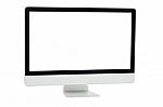 White Computer Monitor Isolated Stock Photo