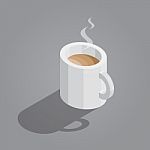 White Cup Of Coffee Isometric Stock Photo