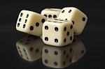 White Dice On A Black Background  Stock Photo
