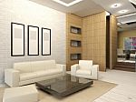 White Living Room Interior In Modern Design Stock Photo