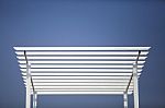 White Metal Roof Structure On The Blue Sky Stock Photo