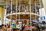 Wide View Merry Go Round In Carnival Stock Photo