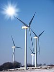Wind Turbine With Sun Stock Photo