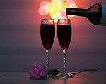 Wine For Two On A Romantic Evening Stock Photo
