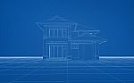 Wireframe Of House Stock Photo