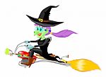 Witch On Motorised Broomstick Stock Photo