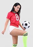 Woman And Football Stock Photo