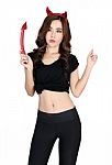 Woman And Halloween Stock Photo