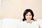 Woman And Laptop Stock Photo