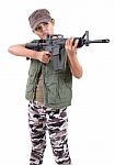 Woman And Rifle Stock Photo