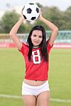 Woman And Soccer Stock Photo