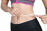 Woman And Tape Stock Photo