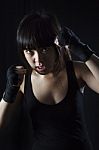 Woman Boxer In Action Stock Photo