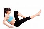 Woman Doing Fitness Exercises Stock Photo