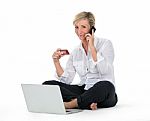 Woman Doing Shopping On Line With Credit Card Stock Photo
