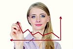 Woman Drawing A Growth Chart Stock Photo