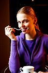 Woman Drinking Coffee Stock Photo