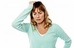 Woman Having Severe Headache Stock Photo