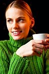 Woman Having Tea Stock Photo