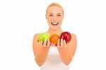 Woman Holding Apples Stock Photo