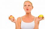 Woman Holding Apples Stock Photo