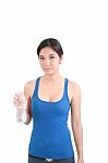 Woman Holding Water Bottle  Stock Photo