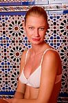 Woman In Bathroom Stock Photo