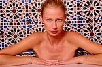 Woman In The Bathtub Stock Photo