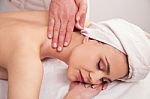 Woman Is Having A Massage In Salon Stock Photo