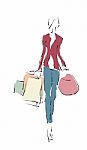Woman On Shopping Stock Photo