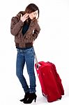 Woman Ready For Travel Stock Photo