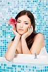 Woman Relaxing In Spa Center Stock Photo
