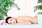 Woman Resting After Massage Stock Photo