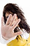 Woman Showing Stop Gesture Stock Photo