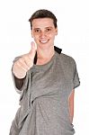 Woman Showing Thumb Up Stock Photo