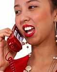 Woman Talking On Telephone Stock Photo
