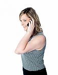 Woman Talking Over Phone Stock Photo