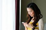 Woman - Type On Mobile Phone Stock Photo