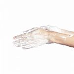 Woman Washes Her Hands. Pictured Female Hands In Soapsuds. Isola Stock Photo