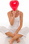 Woman With Balloon Stock Photo