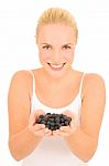 Woman With Blueberries Stock Photo