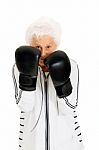 Woman With Boxing Gloves Stock Photo