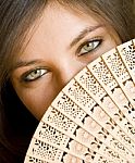 Woman With Fan Stock Photo