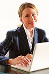 Woman With Laptop Stock Photo