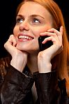 Woman With Phone Stock Photo