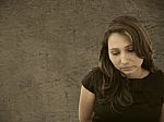 Woman With Sad Expression Stock Photo