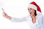 Woman With Santa Hat Stock Photo