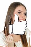 Woman With Thumb Up Symbol Stock Photo