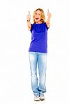 Woman With Thumbs Up Stock Photo