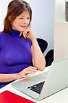 Woman Working In Computer Stock Photo